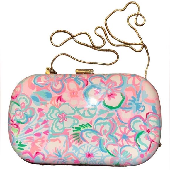 🔥Lilly Pulitzer Lidia Minaudiere clutch crossbody in Resort White Love Pattern - Picture 2 of 11
